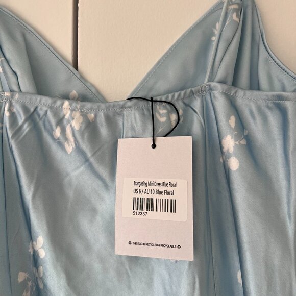 Princess Polly Stargazing Mini Blue Dress Floral - Picture 3 of 4